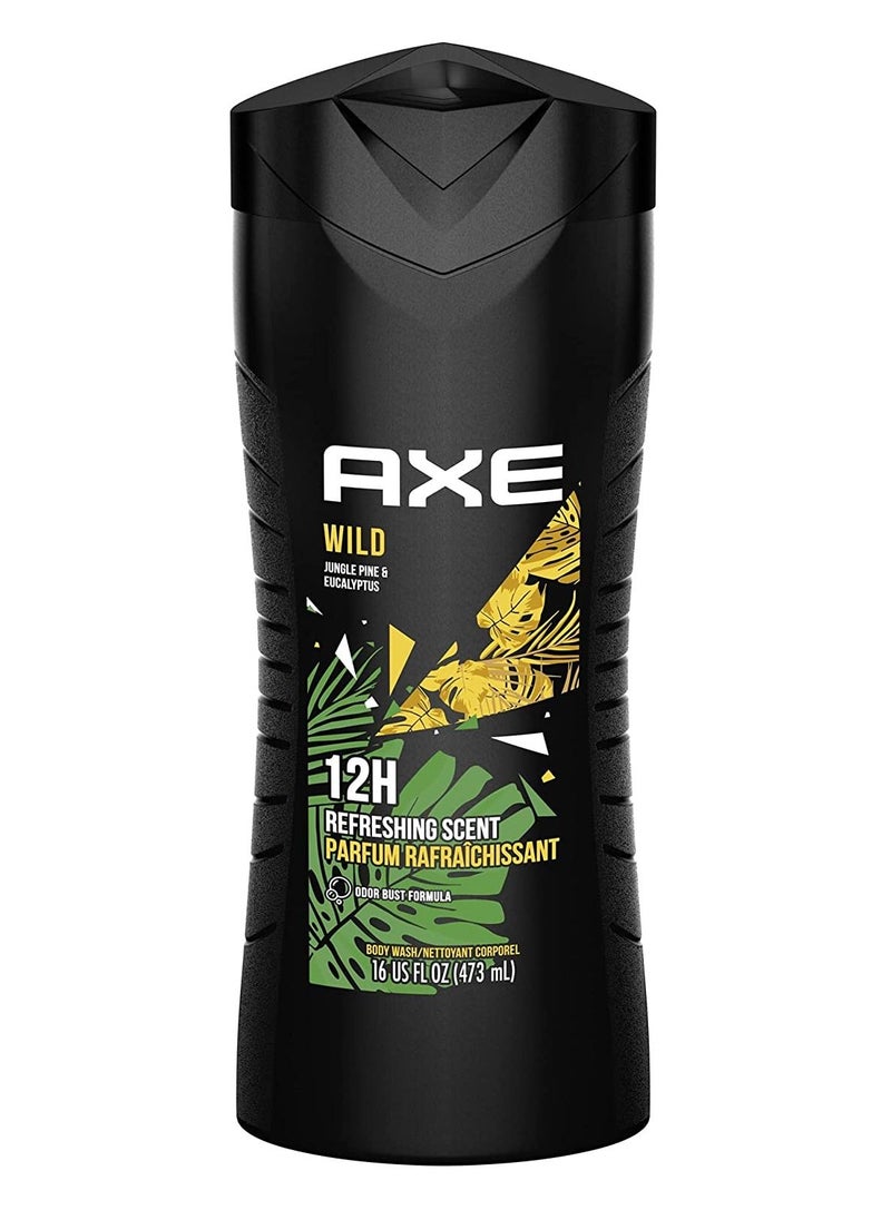 Axe - Axe Wild Body Wash for Clean and energized Skin Jungle Pine & Eucalyptus Infused with Essential Oils, 473ml - Image 1
