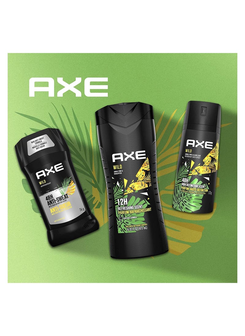 Axe - Axe Wild Body Wash for Clean and energized Skin Jungle Pine & Eucalyptus Infused with Essential Oils, 473ml - Image 1