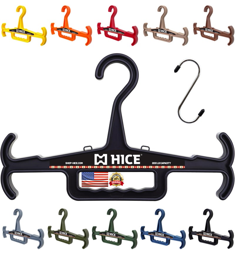 HICE Hanger | Original Heavy Duty Standard Hanger | 200 lb Load Capacity | Durable High Impact Resin | for Body Armor, Tactical, Police, Military Gear, Scuba, Survival Equipment (Black) - Image 1