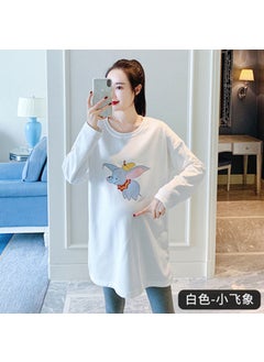 Street Style Long Sleeve Velvet Flocking Thickened Wool Hat Fashionable Trendy Mommy Dress Pregnant Women Autumn Winter White elephant top