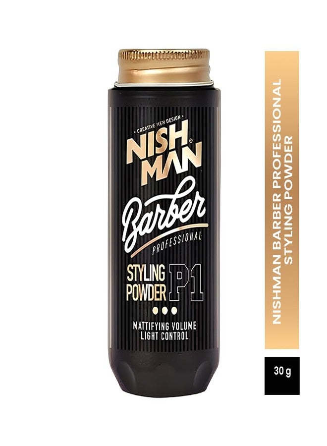Nishman Barber Professional Styling Hair Powder P1 – 30g | Hair Volumizing Powder for Men | Strong Hold | Natural Matte Finish | Instant Volume & Texture | Long Lasting Hair Styler - Image 1