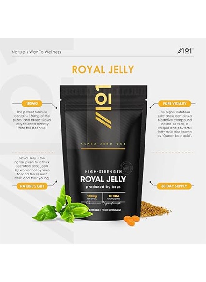 ALPHA01 Raw Royal Jelly – 9,000 mg | 60 Softgels Energy & Vitality Support | Immune System Support | Made in UK - Image 2