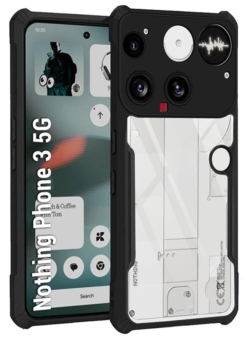Case Up Case For Nothing Phone (3) Crystal Clear Tactical Back Cover Case With 360 Degree Protection, Shockproof Bumper Protective Phone Cover, Anti-Scratch Hard PC Back (Clear) - Image 1