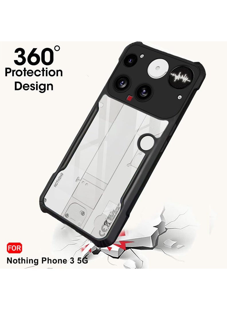 Case Up Case For Nothing Phone (3) Crystal Clear Tactical Back Cover Case With 360 Degree Protection, Shockproof Bumper Protective Phone Cover, Anti-Scratch Hard PC Back (Clear) - Image 3