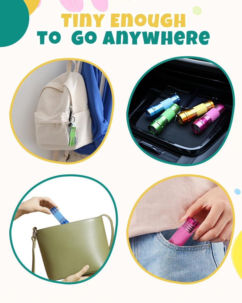 EverBrite 4-Pack Mini LED Aluminum Flashlight Party Favors Colors Assorted for Hurricane Supplies with Handle Glow in Dark - Image 5