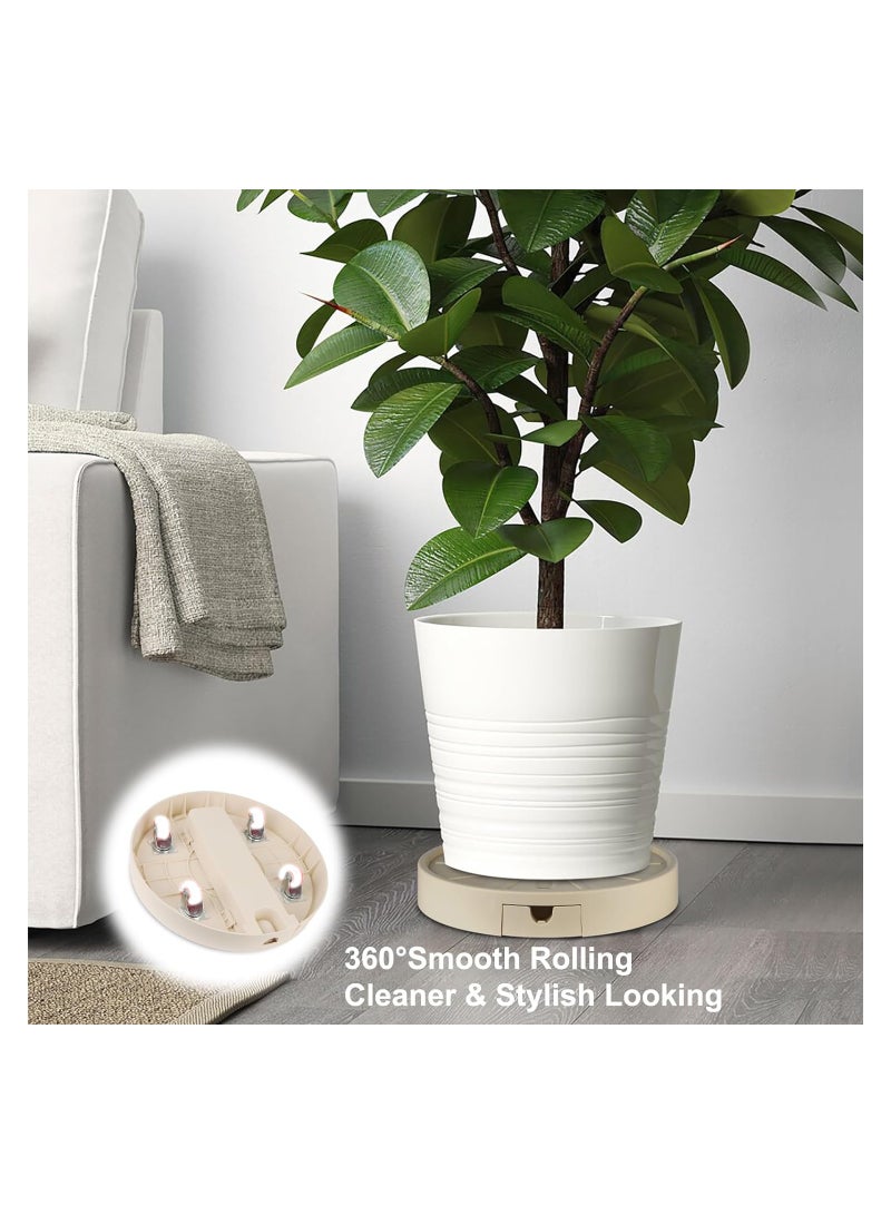 2-Pack 13-Inch Plant Caddies with Hidden Wheels and Drainage Tray, 360° Rolling Plant Stands for Easy Transport of Large Flower Pots in Office, Patio, and Garden. Heavy Duty Design. - Image 2