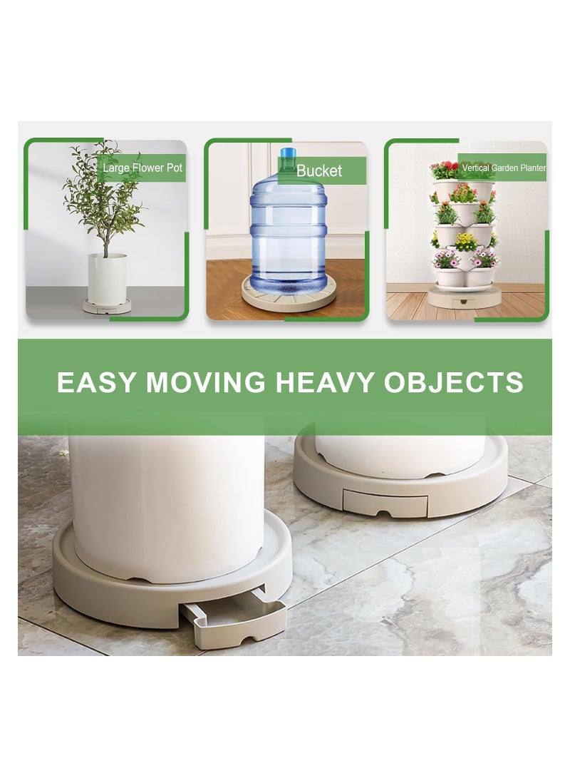2-Pack 13-Inch Plant Caddies with Hidden Wheels and Drainage Tray, 360° Rolling Plant Stands for Easy Transport of Large Flower Pots in Office, Patio, and Garden. Heavy Duty Design. - Image 5