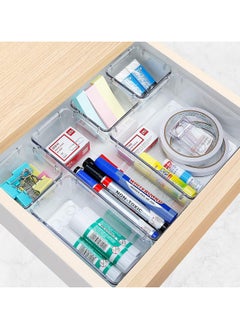 wnnualo 10 PCS Clear Plastic Drawer Organizers Set, 4-Size Versatile Bathroom and Vanity Drawer Organizer Trays, Storage Bins for Makeup, Bedroom, Kitchen Gadgets Utensils and Office  - Image 4