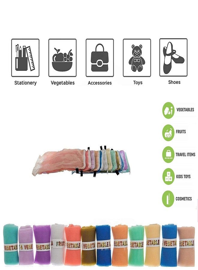 Sio HDPE Reusable Fridge Vegetable and Fruit Bag (Multicolour) - Pack of 6 Bags - Image 1