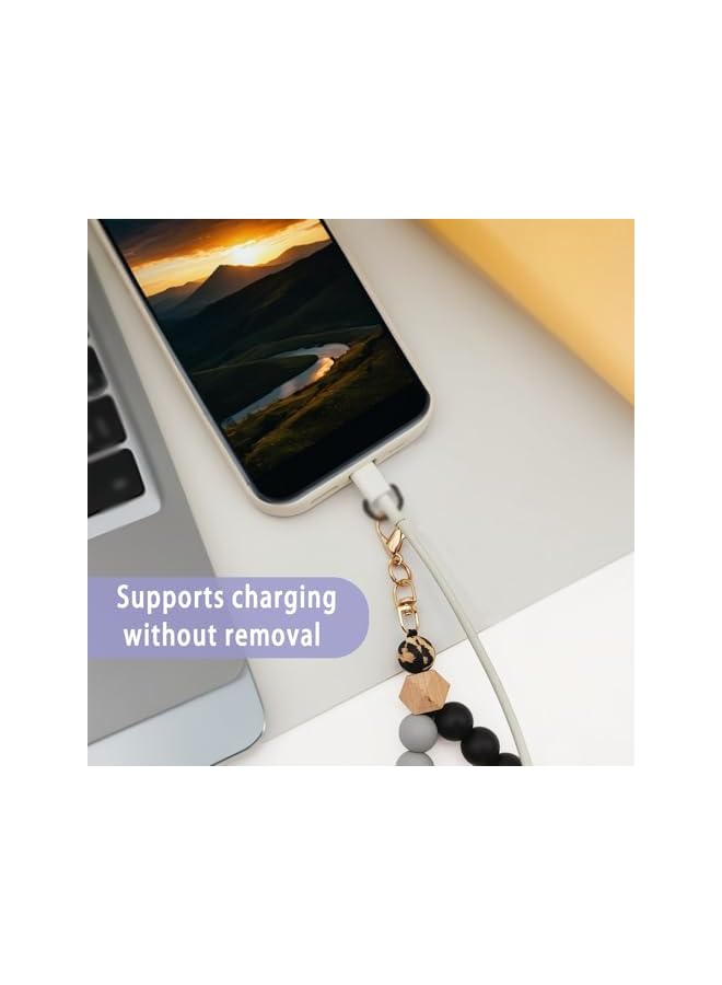 Green Tiger Silicone Beaded Wrist Strap for Phone - Elastic Lanyard with Secure Tether Tab, Hands-Free Wristlet Bracelet for iPhone & Android Devices - Image 4