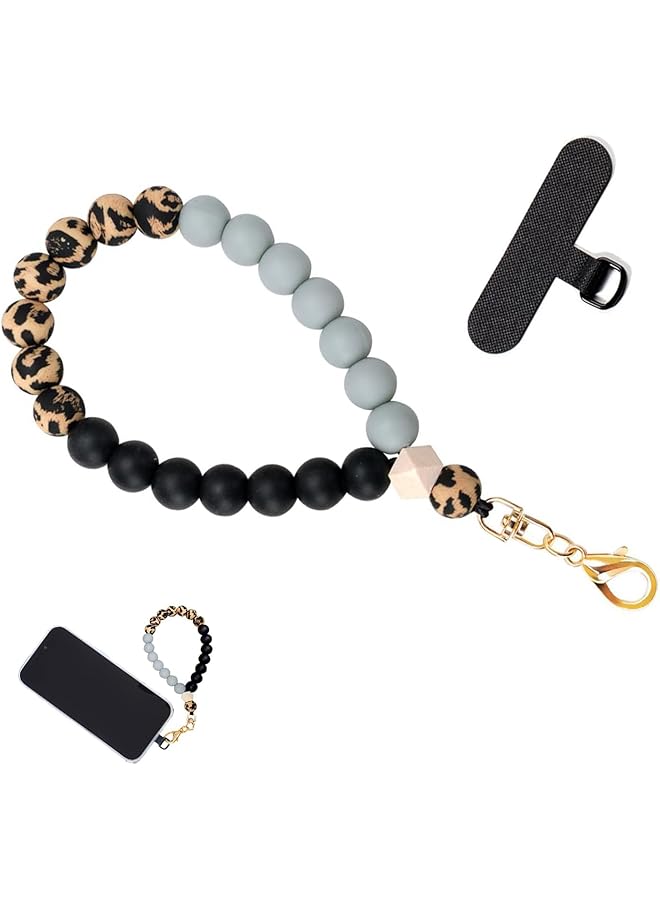 Green Tiger Silicone Beaded Wrist Strap for Phone - Elastic Lanyard with Secure Tether Tab, Hands-Free Wristlet Bracelet for iPhone & Android Devices - Image 1