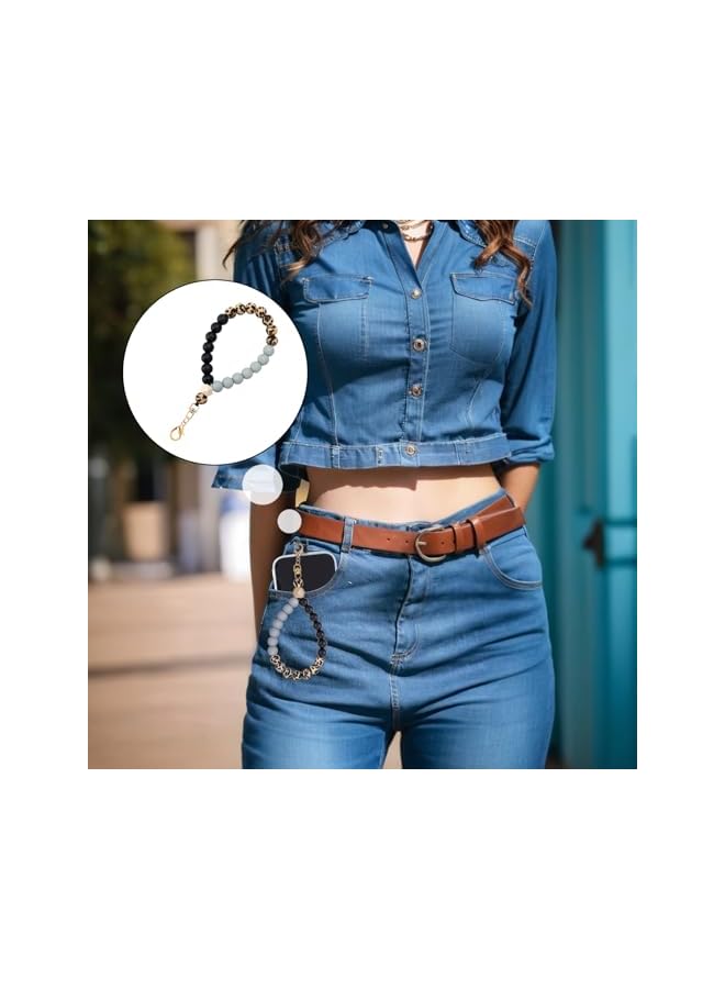 Green Tiger Silicone Beaded Wrist Strap for Phone - Elastic Lanyard with Secure Tether Tab, Hands-Free Wristlet Bracelet for iPhone & Android Devices - Image 3