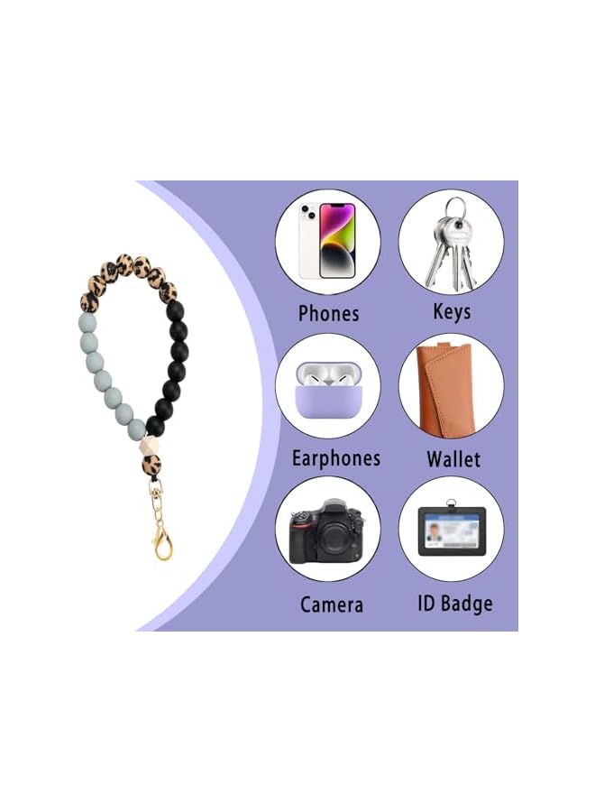 Green Tiger Silicone Beaded Wrist Strap for Phone - Elastic Lanyard with Secure Tether Tab, Hands-Free Wristlet Bracelet for iPhone & Android Devices - Image 2