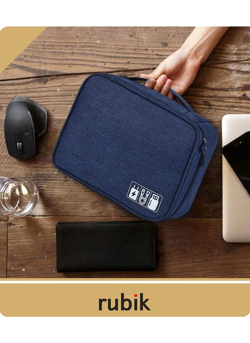 Electronics Organizer Waterproof Carrying Bag - Travel Gadgets Universal Accessories Storage Case for Charger, Cables, Earphone, Ipad Mini, SD Card, Power Bank - Navy Blue - pzsku/Z385C4E76C4CADBB05FCAZ/45/_/1657711583/3b53de17-892b-4c31-bfe6-9219eb7d8c03