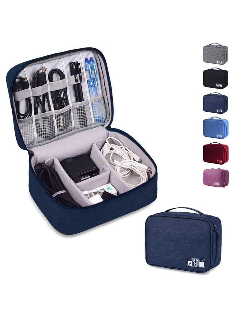 Electronics Organizer Waterproof Carrying Bag - Travel Gadgets Universal Accessories Storage Case for Charger, Cables, Earphone, Ipad Mini, SD Card, Power Bank - Navy Blue - pzsku/Z385C4E76C4CADBB05FCAZ/45/_/1657711583/43ad41a7-20dd-4f98-85a6-092105b6be3a