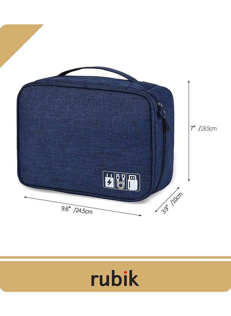 Electronics Organizer Waterproof Carrying Bag - Travel Gadgets Universal Accessories Storage Case for Charger, Cables, Earphone, Ipad Mini, SD Card, Power Bank - Navy Blue - pzsku/Z385C4E76C4CADBB05FCAZ/45/_/1657711583/d3cc1bc5-af36-4dcc-97a5-3aa998550462