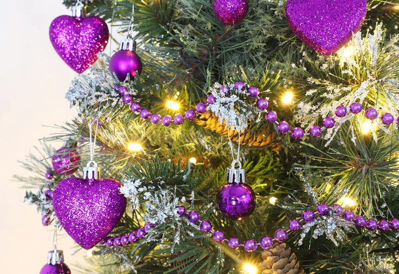 Christmas Concepts Pack of 25-25mm Mini Christmas Tree Baubles - Shiny  Matte & Glitter Decorated Ornaments (Purple) - Image 2