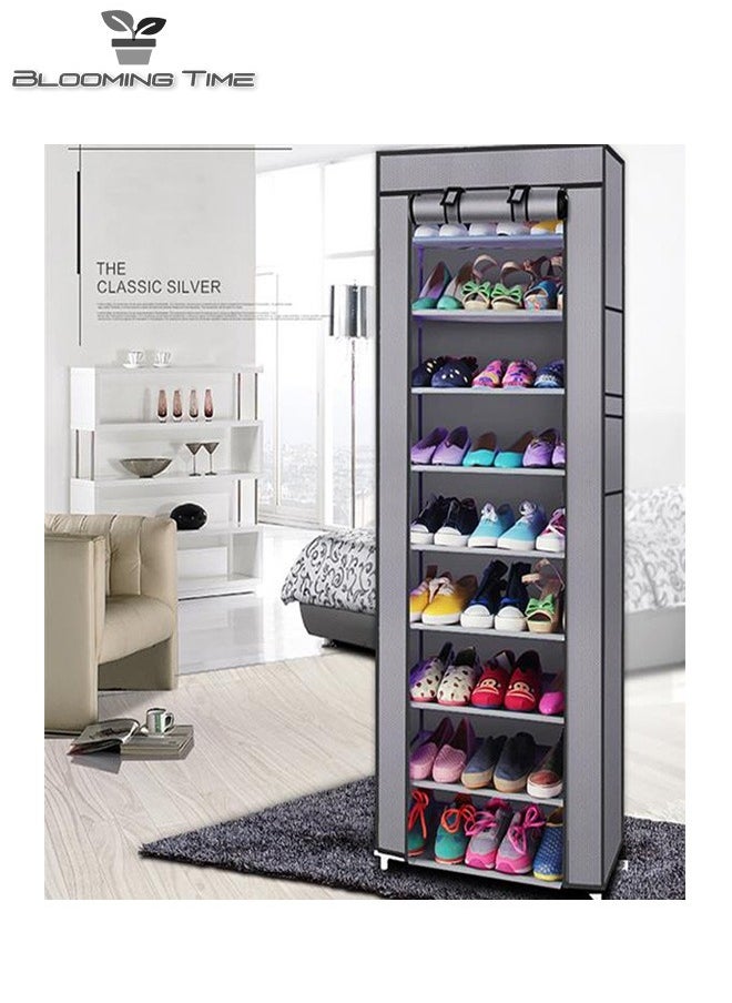 BLOOMING TIME - 10 Layer Single Row Non Woven Simple Shoe Rack - Image 1