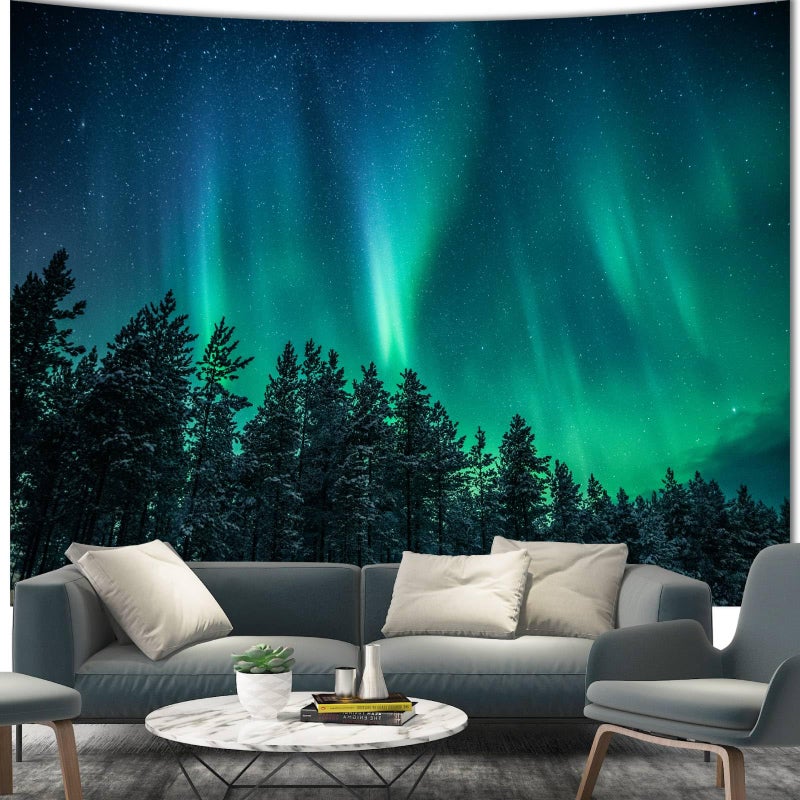 Apdidl Forest Wall Tapestry for Bedroom Aesthetic Nature Outer Space Galaxy Starry Night Tapestry Wall Hanging Green Landscape Ceiling Backdrop Decor Tapestries for Living Room Dorm 51X60