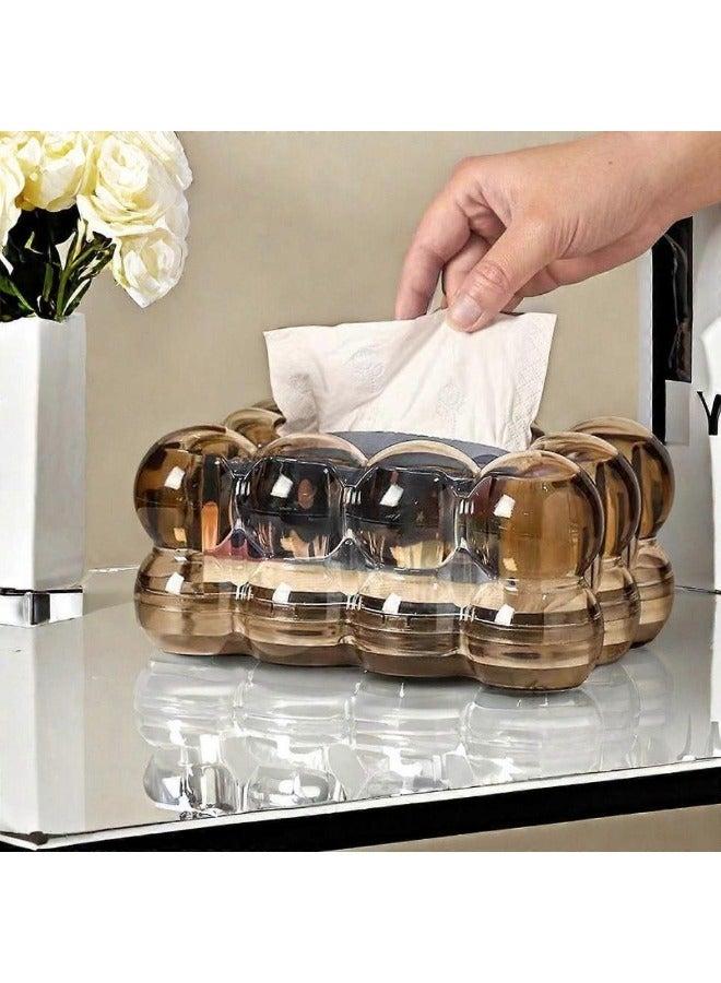 هابي هوم صندوق مناديل اكليريك بابلز ديكور متعدد الاستخدامات تصميم أنيق ومبتكر للحمام، المكتب غرفة المعيشة وغرفة النوم - عسلى - Image 5