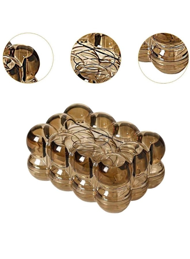 هابي هوم صندوق مناديل اكليريك بابلز ديكور متعدد الاستخدامات تصميم أنيق ومبتكر للحمام، المكتب غرفة المعيشة وغرفة النوم - عسلى - Image 4