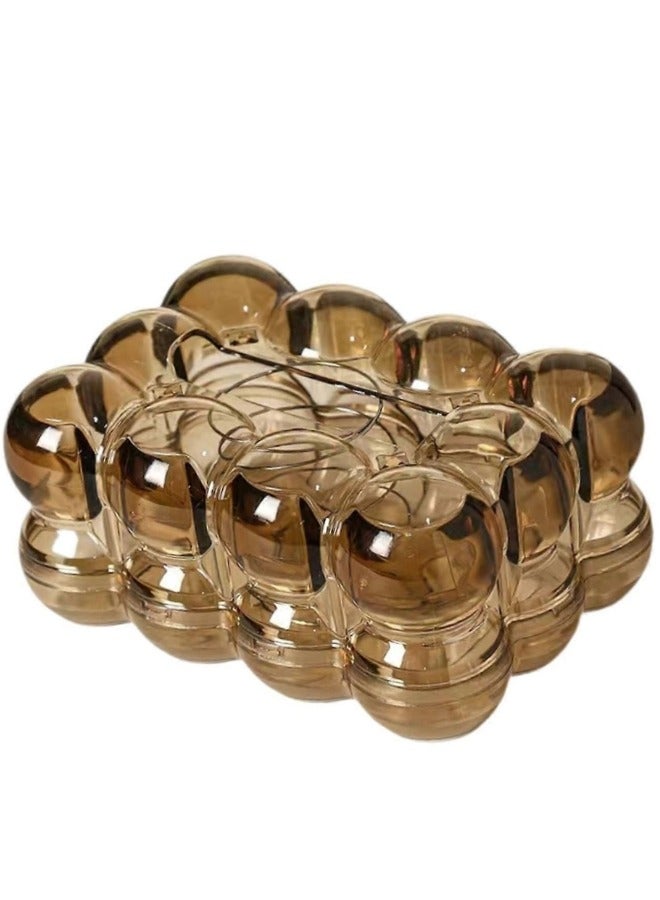 هابي هوم صندوق مناديل اكليريك بابلز ديكور متعدد الاستخدامات تصميم أنيق ومبتكر للحمام، المكتب غرفة المعيشة وغرفة النوم - عسلى - Image 2