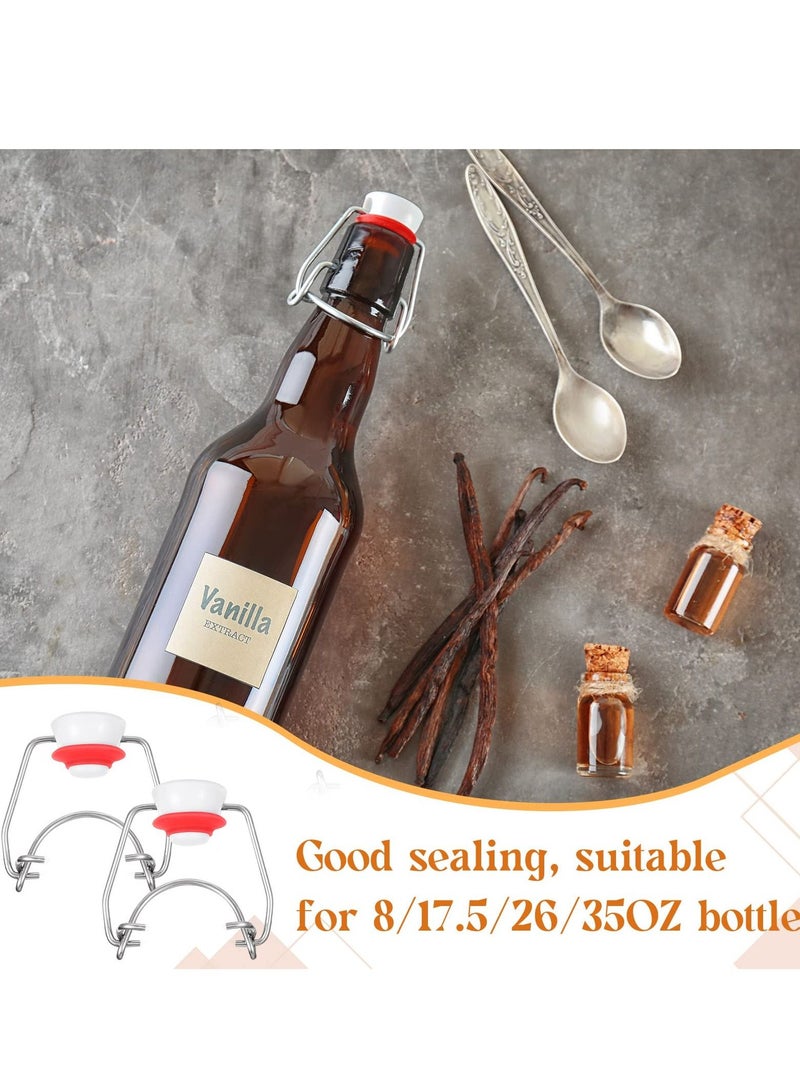 Flip Top Bottle Replacement Caps with Silicone Gasket for Glass Bottles Airtight Swing Lids Stopper 8/17.5/26/35oz(6 Pcs) Home Brewing Kombucha Beverages Oil Vinegar