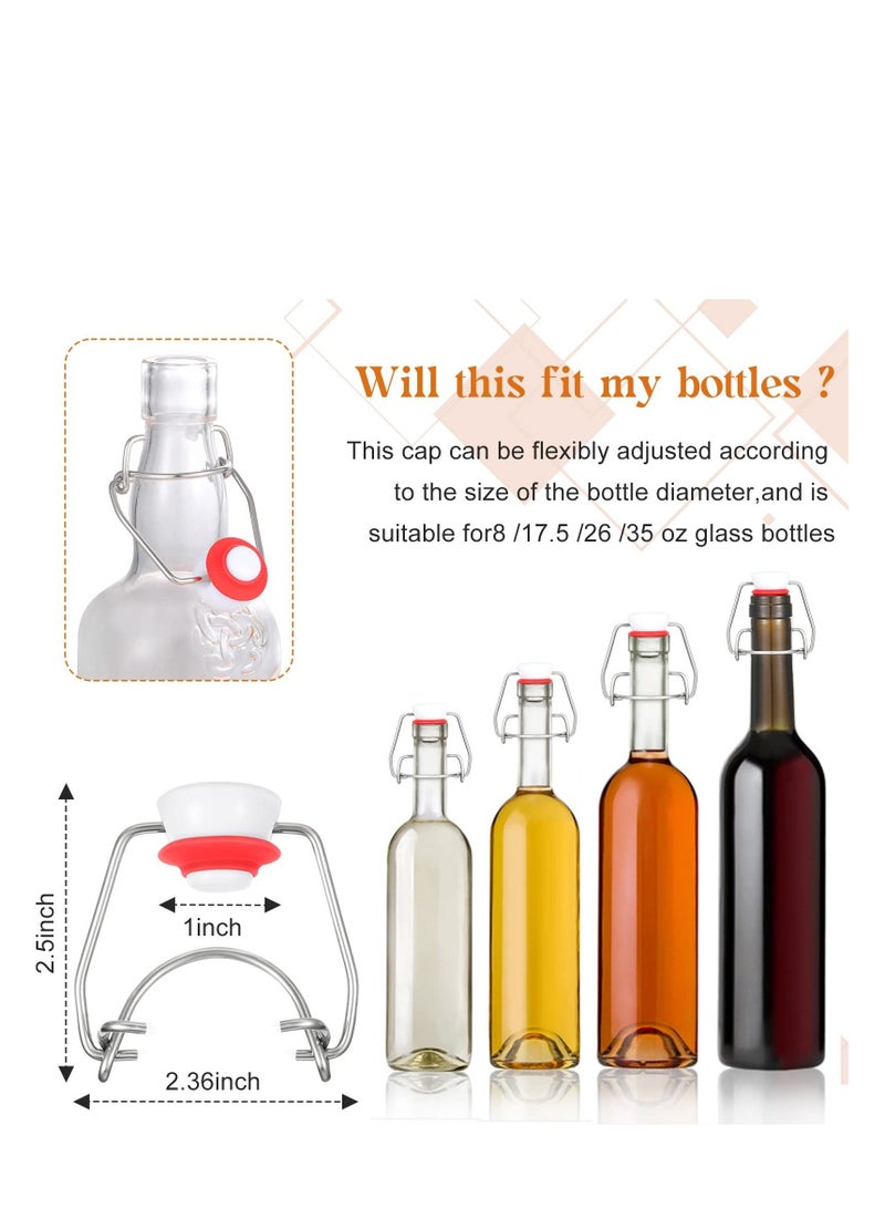 Y&D Flip Top Bottle Replacement Caps with Silicone Gasket for Glass Bottles Airtight Swing Lids Stopper 8/17.5/26/35oz(6 Pcs) Home Brewing Kombucha Beverages Oil Vinegar  - Image 2