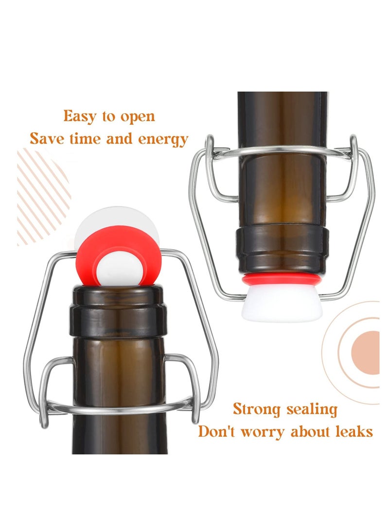 Y&D Flip Top Bottle Replacement Caps with Silicone Gasket for Glass Bottles Airtight Swing Lids Stopper 8/17.5/26/35oz(6 Pcs) Home Brewing Kombucha Beverages Oil Vinegar  - Image 4
