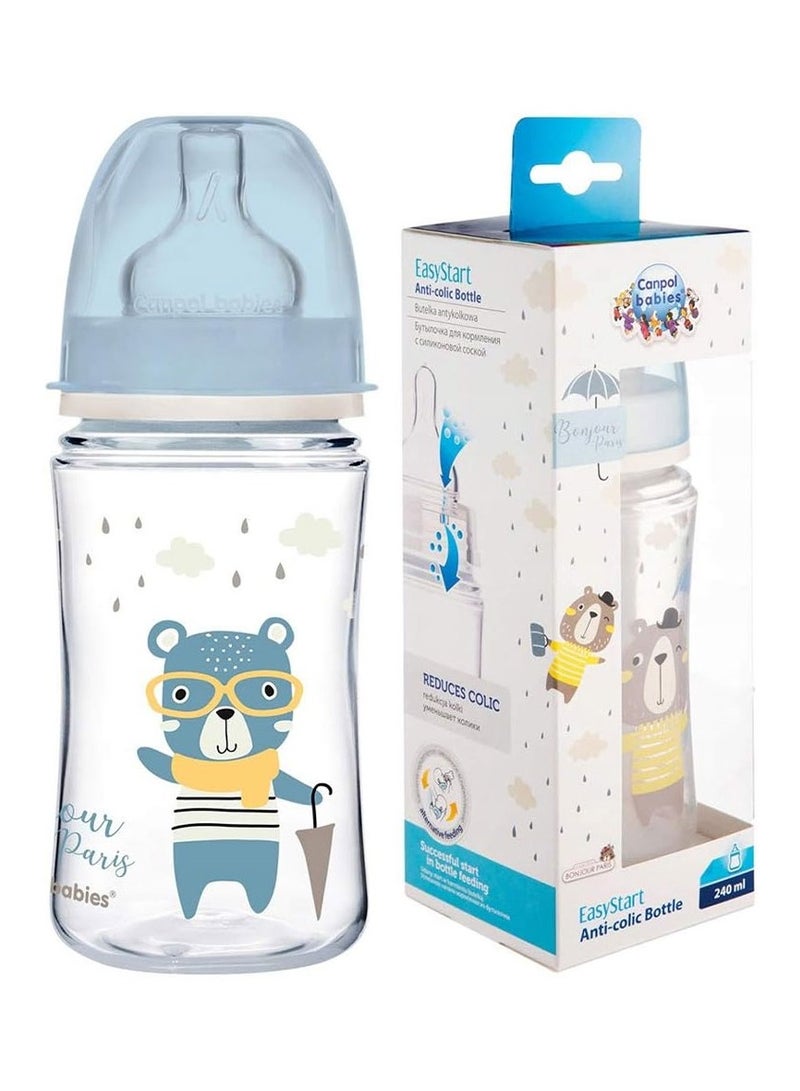 Canpol Baby Bonjour Paris Wide Neck Baby Bottle 240ml - Blue - Image 2
