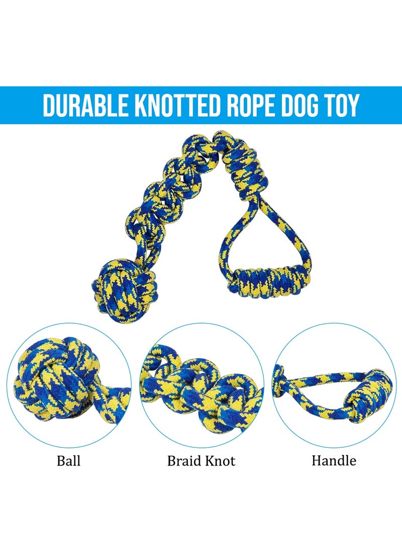 أن ان سي بيتس لعبة مضغ للكلاب للمضغ العدواني، لعبة حبل أسنان شديدة التحمل لتحفيز العقل وتخفيف الملل، لعبة حبل متينة للكلاب بتصميم عقد ومقبض، 45 سم (أزرق/أصفر) - Image 3