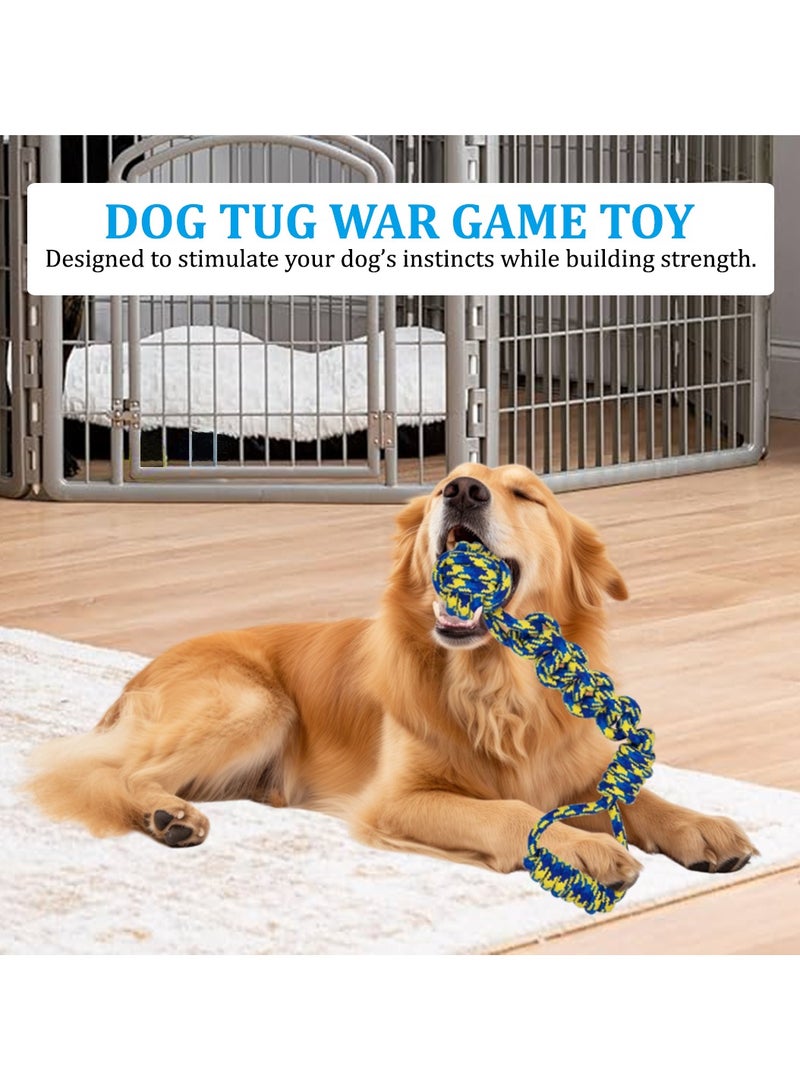 أن ان سي بيتس لعبة مضغ للكلاب للمضغ العدواني، لعبة حبل أسنان شديدة التحمل لتحفيز العقل وتخفيف الملل، لعبة حبل متينة للكلاب بتصميم عقد ومقبض، 45 سم (أزرق/أصفر) - Image 4