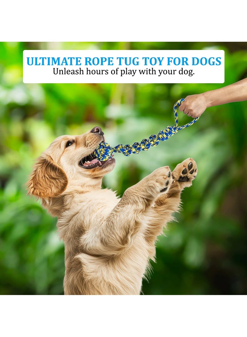 أن ان سي بيتس لعبة مضغ للكلاب للمضغ العدواني، لعبة حبل أسنان شديدة التحمل لتحفيز العقل وتخفيف الملل، لعبة حبل متينة للكلاب بتصميم عقد ومقبض، 45 سم (أزرق/أصفر) - Image 5