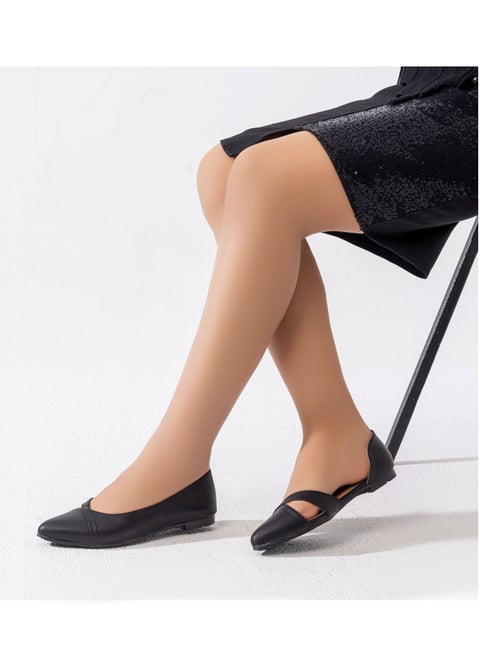 بلارينا فلات جلد بجانب مفتوح - اسود BN-303