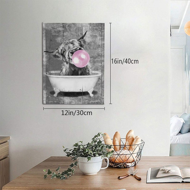 HANKCLES Highland Cow Canvas Wall Art in Bathtub - Image 2