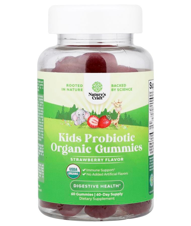 Nature's Craft Kids Probiotic Organic Gummies Strawberry 60 Gummies