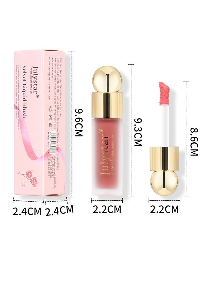 Julystar Velvet Liquid Blush - Velvet Cream Lightweight Natural Looking Waterproof Long Lasting Blush Makeup for Cheek Natural Looking Soft Cream Liquid Blush Stick (#01) - Image 5