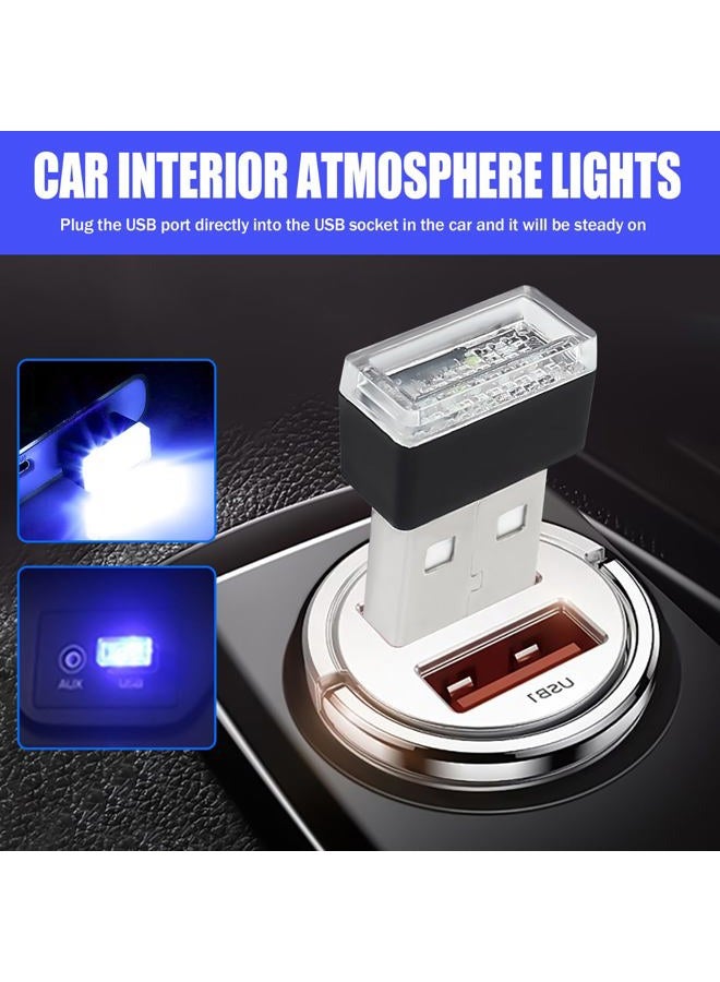 Hbxdeco 4 PCS USB LED Car Interior Atmosphere Lamp, Portable Mini Auto LED Decor Night Light, Plug-in USB Interface Ambient Lighting Kit, Universal Car Interior Accessories - Image 2
