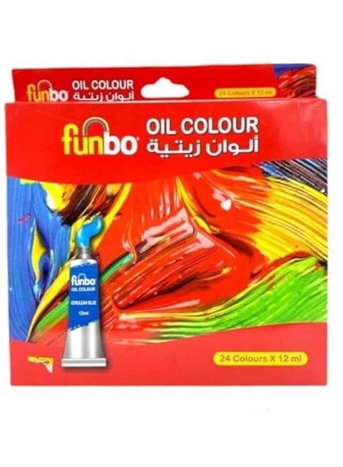 Funbo 24-Piece Oil Colour Paint Tubes Multicolour