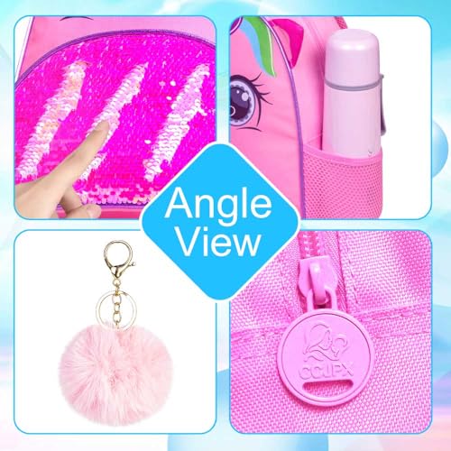 KLFVB 3PCS Toddler Backpack for Girls, 12” Unicorn Bookbag and Lunch Box - Image 5