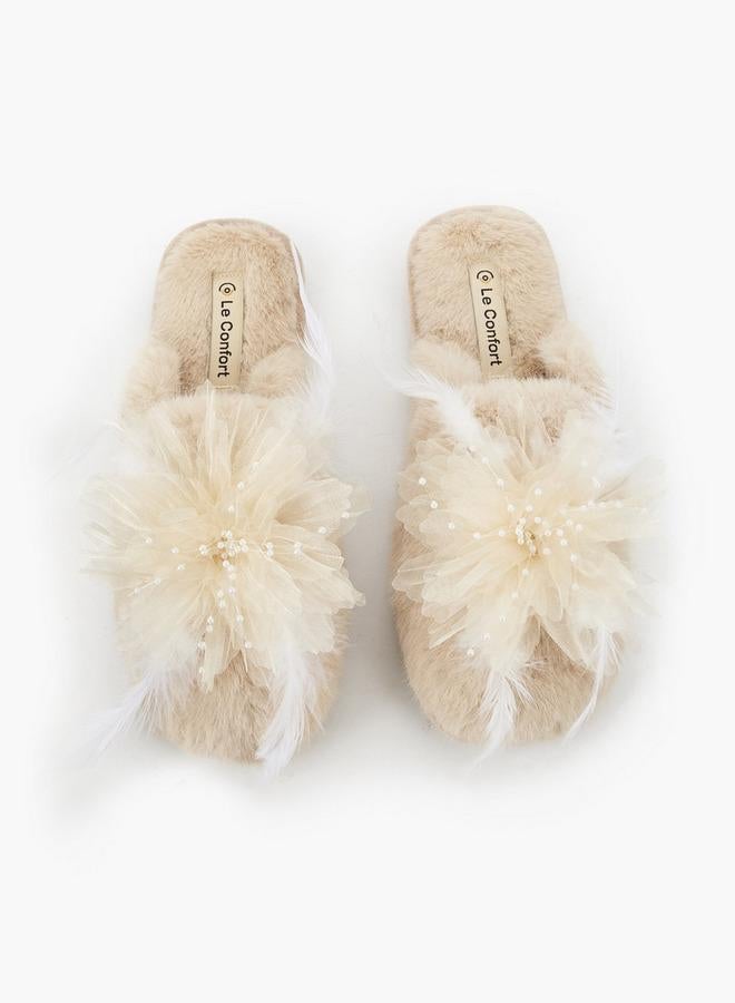 Le Confort Women Floral Accent Bedroom Slides - Image 1
