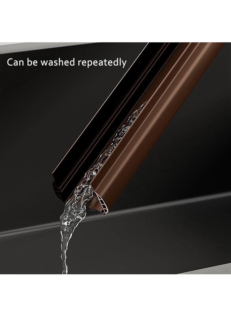 Hihonor - Under Door Draft Stopper with Brush, Upgrade Cuttable Under Door Seal Blocker Insulator Door Sweep Weather Stripping Noise Stopper Strong Adhesive 36.6" Length (Brown) - Image 1