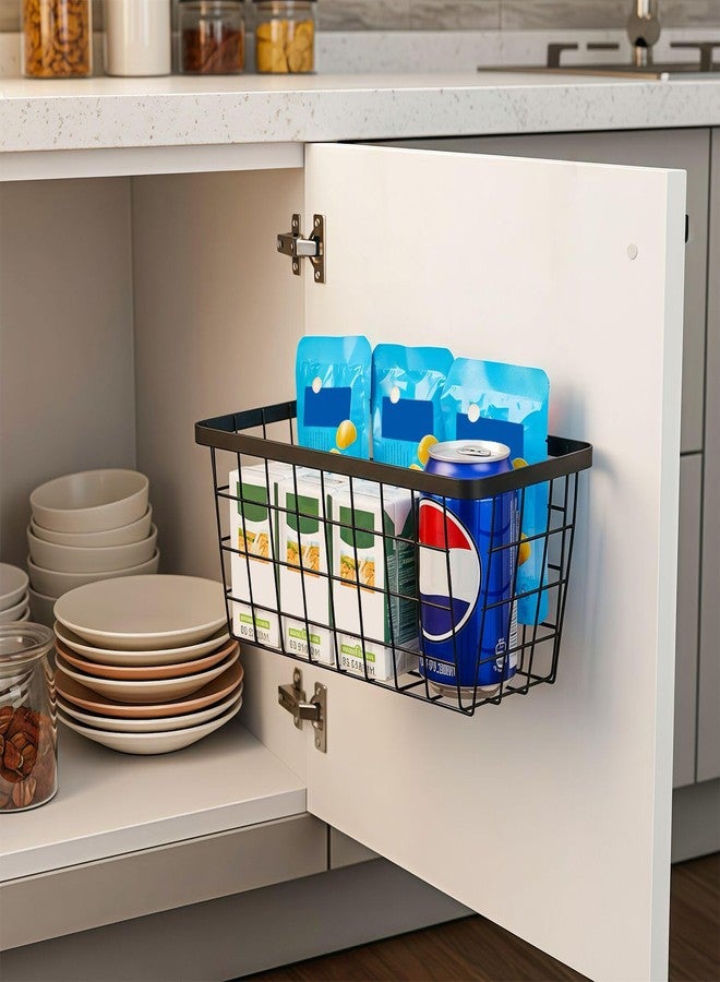 LeleCAT Hanging Storage Basket & Cabinet Door Organizer - Metal Wire Baskets for Wall Mounted, No Drill Adhesive,Multi-Purpose Kitchen/Bath/Food/Onion/Potato Organizer, 2-Pack Black - Image 5