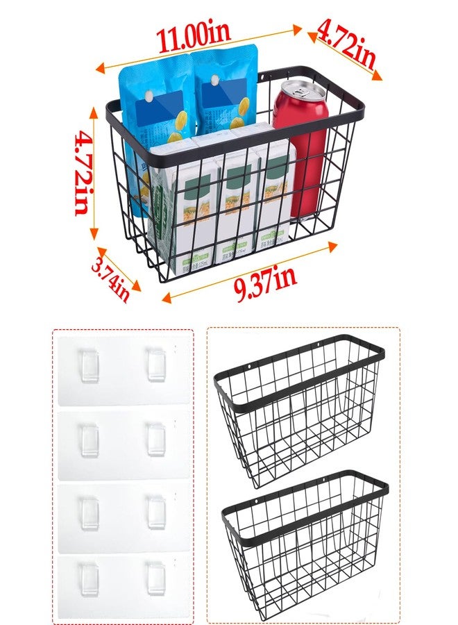 LeleCAT Hanging Storage Basket & Cabinet Door Organizer - Metal Wire Baskets for Wall Mounted, No Drill Adhesive,Multi-Purpose Kitchen/Bath/Food/Onion/Potato Organizer, 2-Pack Black - Image 2