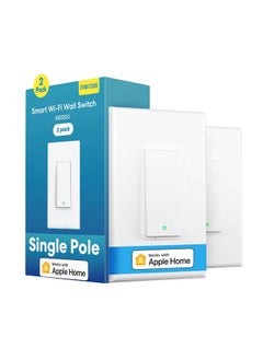 meross Smart Light Switch Supports Apple HomeKit, Siri, Alexa, Google Assistant & SmartThings, 2.4GHz Wi-Fi Light Switch, Neutral Wire Required, Single Pole, Remote Control Schedule, 2 Pack