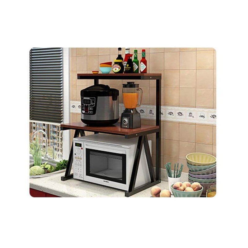 Skafa Microwave Stand 2Tier Multifunctional Microwave Ovens Countertop Wooden and Metal Kitchen Shelf Size60 x 38 x 75cm - Image 1