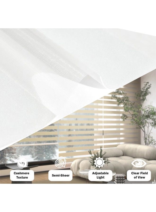 sunmaintain Zebra Blinds Shades for Window Light Filtering Dual Layer Roller Shades Light Control and Protecting Privacy for Home and Office (34" W x 72" H, White) - Image 4
