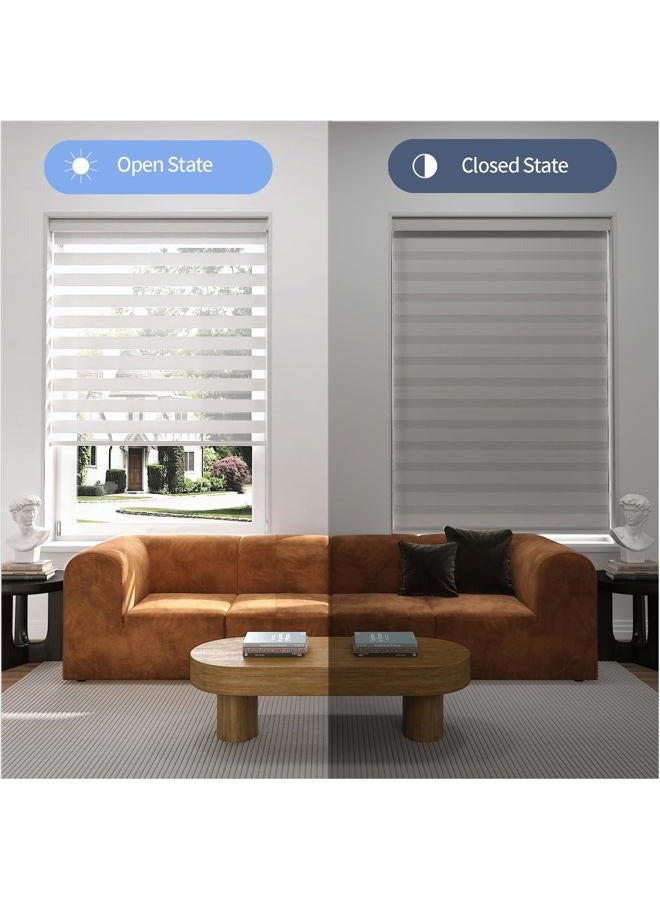 sunmaintain Zebra Blinds Shades for Window Light Filtering Dual Layer Roller Shades Light Control and Protecting Privacy for Home and Office (34" W x 72" H, White) - Image 3