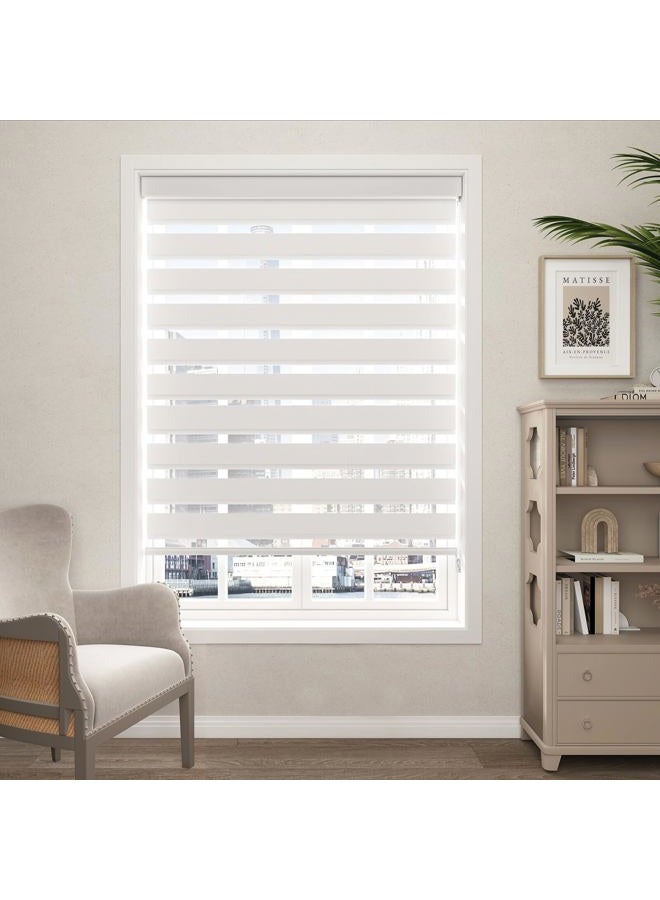 sunmaintain Zebra Blinds Shades for Window Light Filtering Dual Layer Roller Shades Light Control and Protecting Privacy for Home and Office (34" W x 72" H, White) - Image 1