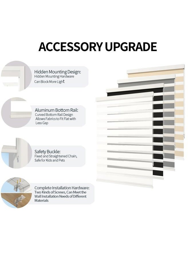 sunmaintain Zebra Blinds Shades for Window Light Filtering Dual Layer Roller Shades Light Control and Protecting Privacy for Home and Office (34" W x 72" H, White) - Image 2